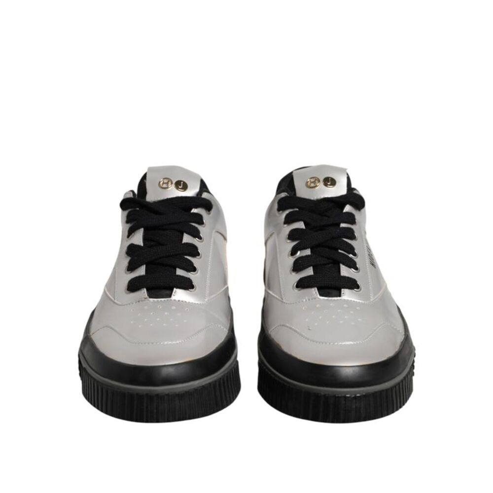 HIDE & JACK Metallic Silver Low Top Lace Up Sneakers Men's Shoes